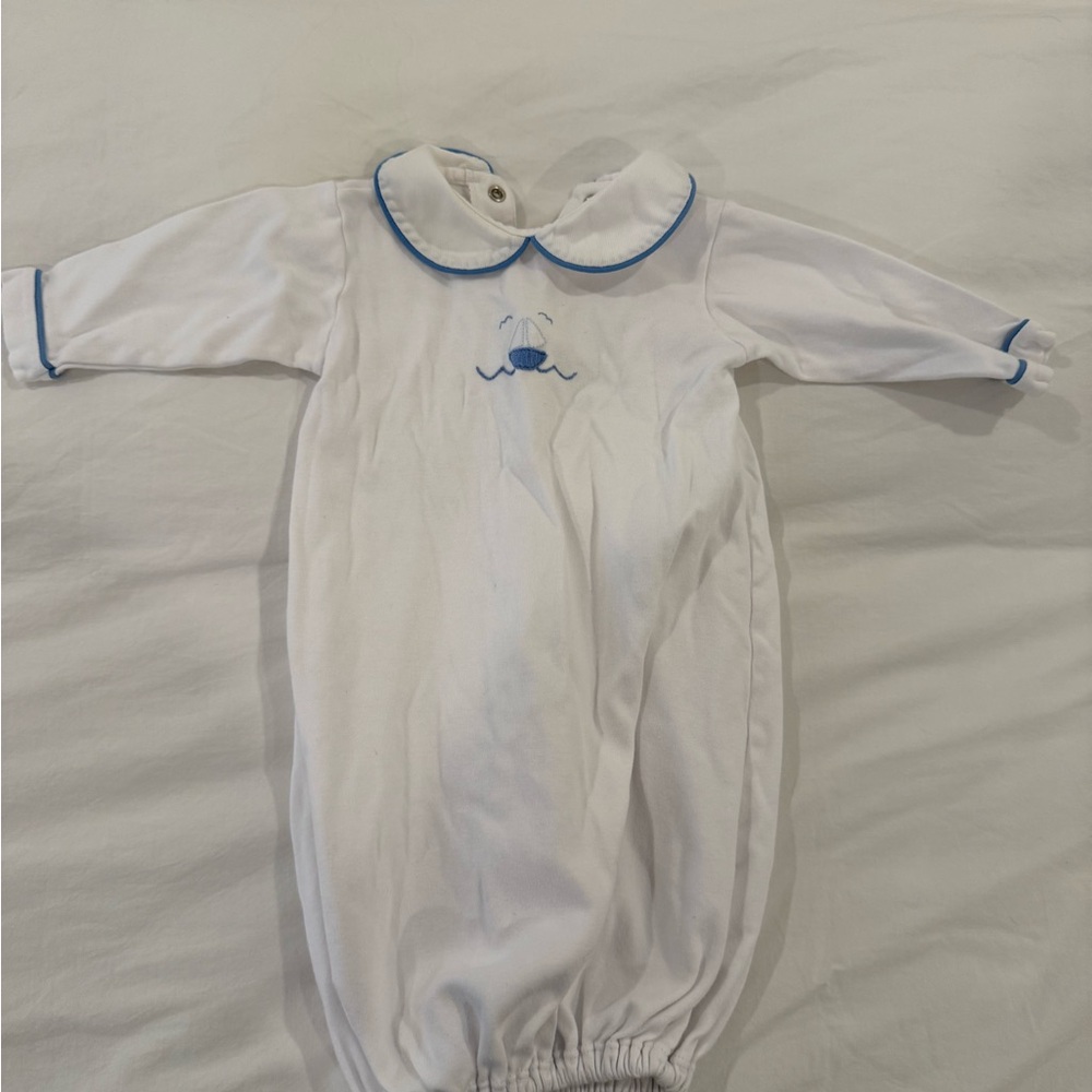 Charming White and Blue Baby Gown